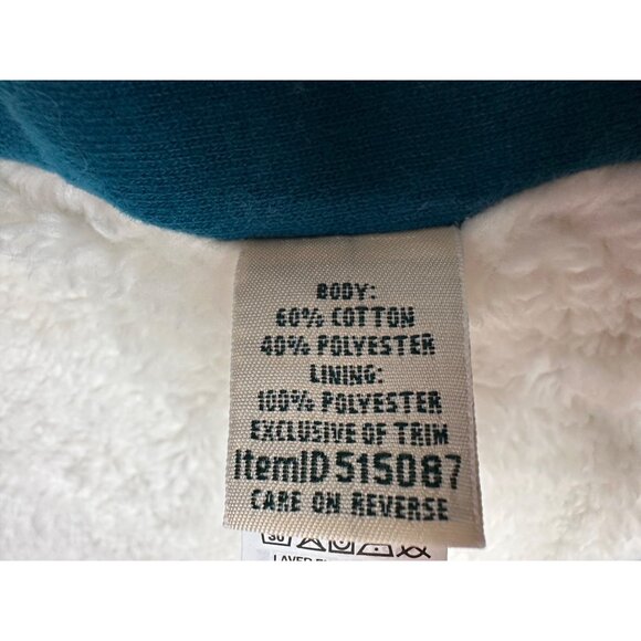 L.L.Bean Small Petite Teal Sherpa Lined Open Cardigan Style 515087 - Picture 8 of 15